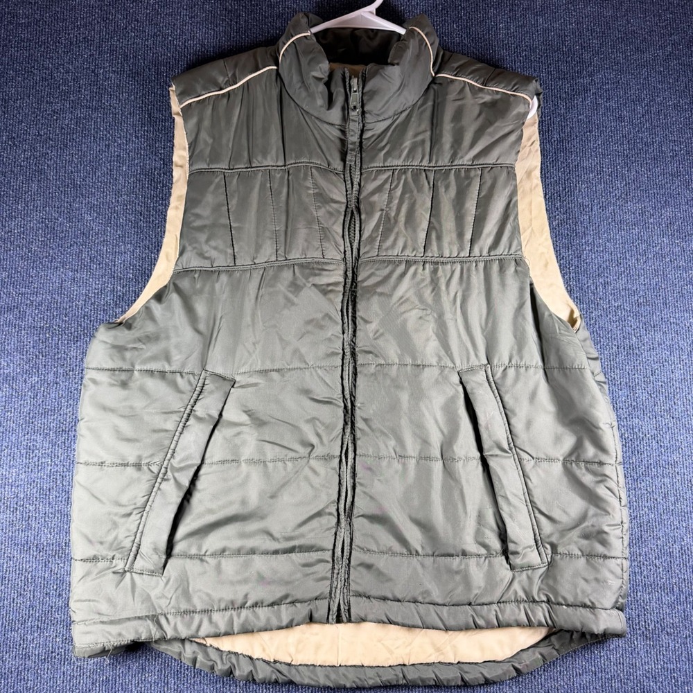 Northwest Territory Puffer Vest Mens M 47in Chest Olive Green Quilted